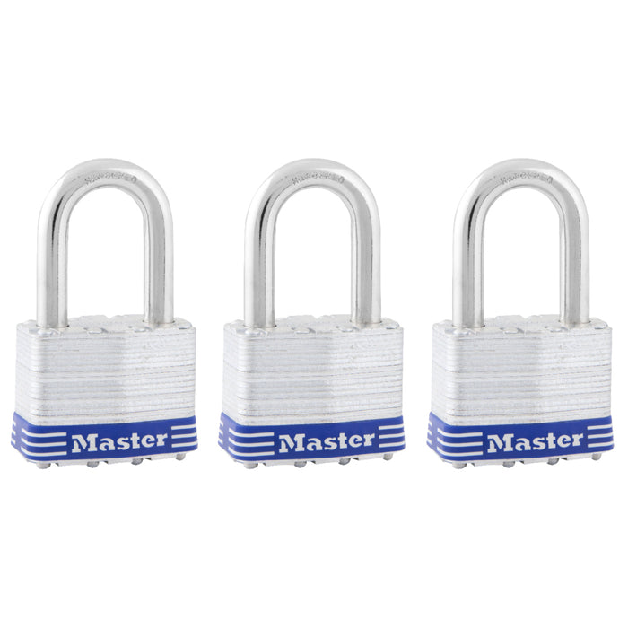 Master Lock 5TRILFPF 2in (51mm) Wide Laminated Steel Padlock with 1-1/2in (38mm) Shackle; 3 Pack-Keyed-Master Lock-5TRILFPF-MasterLocks.com
