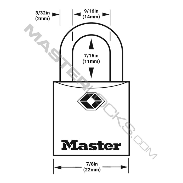 Master Lock 4683Q Solid Metal TSA-Accepted Luggage Lock; 4 Pack 7/8in (22mm) Wide-Keyed-Master Lock-4683Q-MasterLocks.com