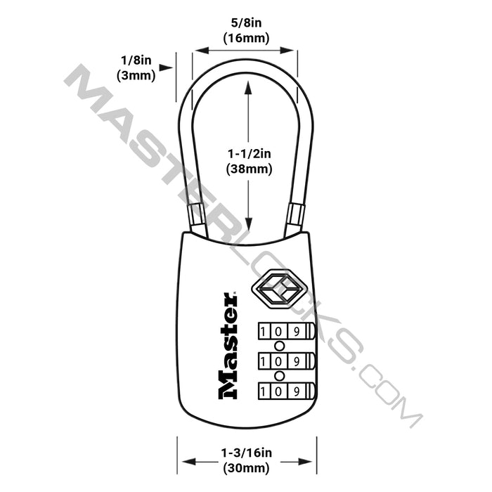 Master Lock 4688D Set Your Own Combination TSA-Accepted Luggage Lock with Flexible Shackle; Assorted Colors 1-3/16in (30mm) Wide-Combination-Master Lock-4688D-MasterLocks.com