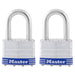 Master Lock 5T 2in (51mm) wide laminated steel padlock, 1-1/2in (38mm) shackle, 2-pack-Keyed-Master Lock-5TLF-MasterLocks.com