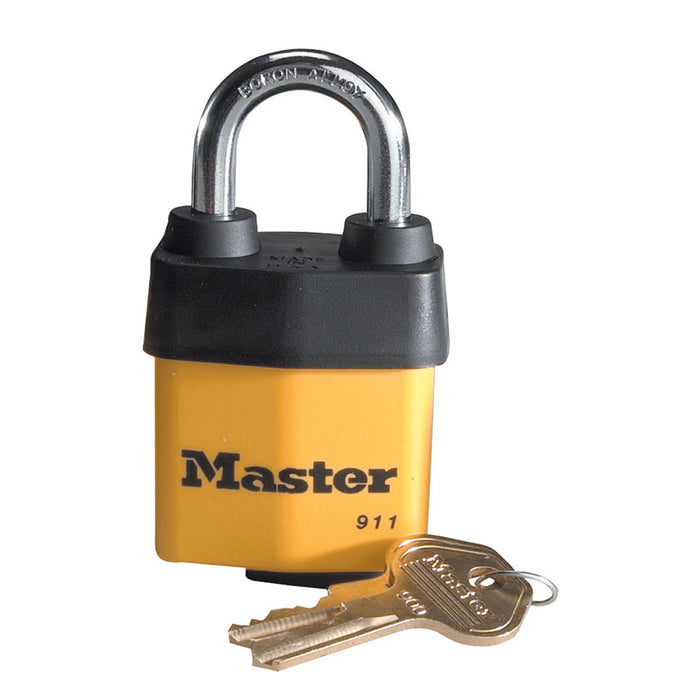 Master Lock 911DPF Covered Laminated Steel Padlock 2-1/8in (38mm) Wide-Keyed-Master Lock-911DPF-MasterLocks.com