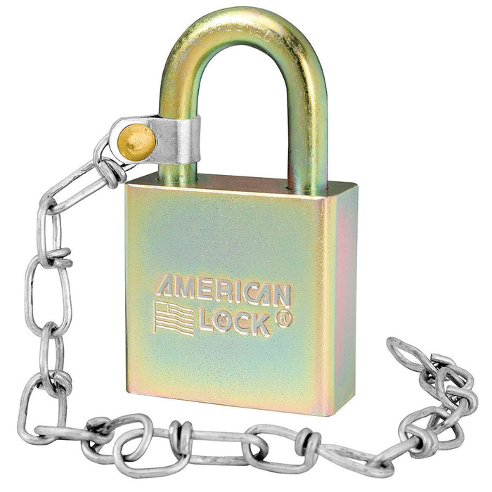 Master Lock A5200GLWNKA Government Padlock, with Chain and 1-1/8in (28mm) Tall Shackle NSN: 5340-01-588-1010-Keyed-American Lock-Keyed Different-A5200GLWN-MasterLocks.com