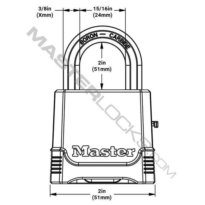Master Lock M176XD 2in (51mm) Wide Magnum® Zinc Die-Cast Body Padlock ; Set Your Own Combination-Master Lock-M176XDLH-MasterLocks.com