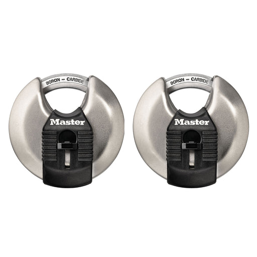 Master Lock M40XT 2-3/4in (70mm) Wide Magnum® Stainless Steel Discus Padlock with Shrouded Shackle; 2 Pack-Master Lock-M40XT-MasterLocks.com