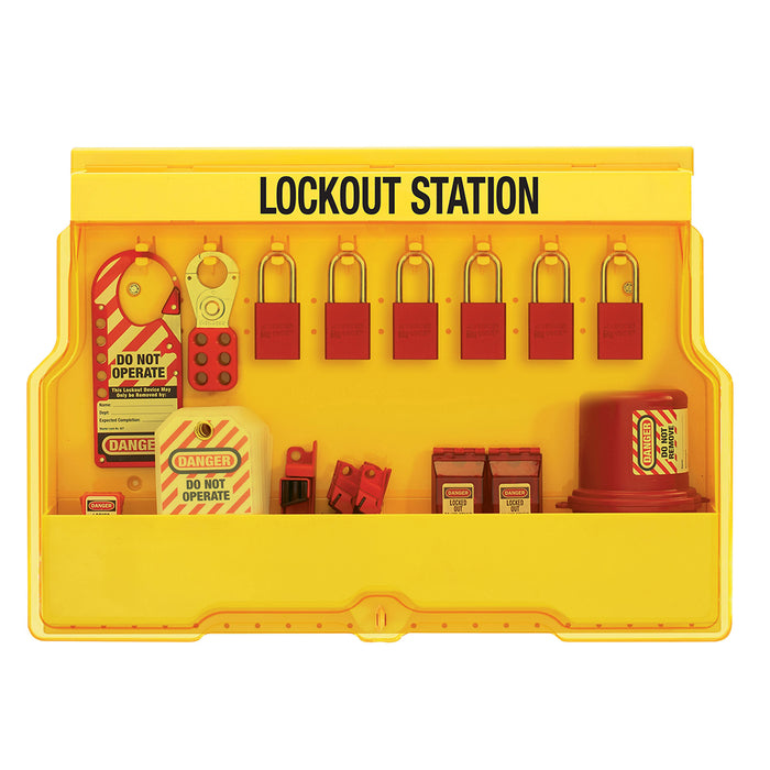 Master Lock S1850E1106 Lockout Station, Electrical Focus, Anodized Aluminum Padlocks-Keyed-Master Lock-S1850E1106-MasterLocks.com