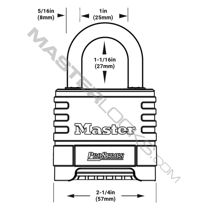 Master Lock 1174 ProSeries® Stainless Steel Resettable Combination Padlock 2-1/4in (57mm) Wide-Keyed-Master Lock-1-1/16in (27mm)-1174-MasterLocks.com