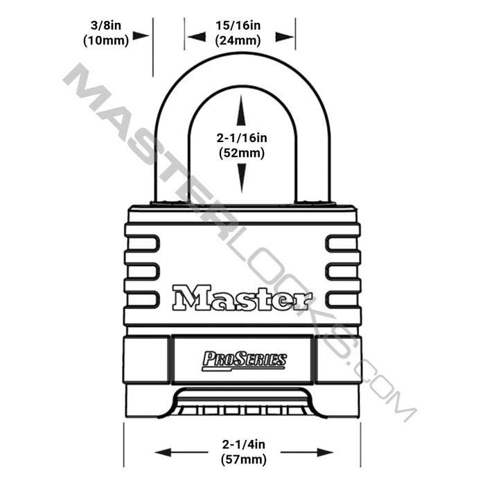 Master Lock 1175D 2-1/4in (57mm) Wide ProSeries® Brass Resettable Combination Padlock with 2-1/16in (53mm) Shackle-Combination-Master Lock-1175DLH-MasterLocks.com