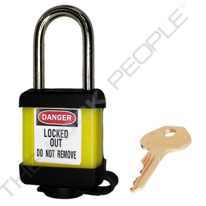 Master Lock 410COV Padlock with Plastic Cover 1-1/2in (38mm) wide-Master Lock-Keyed Alike-1-1/2in-410KAYLWCOV-MasterLocks.com