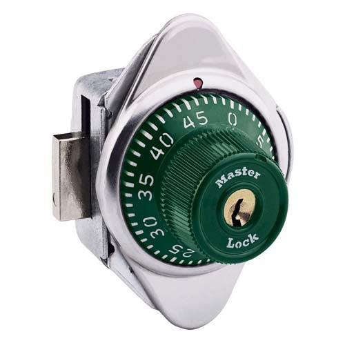 Master Lock 1630MD Built-In Combination Lock with Metal Dial for Lift Handle Lockers - Hinged on Right-Master Lock-Green-1630MDGRN-MasterLocks.com