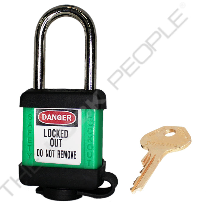 Master Lock 410COV Padlock with Plastic Cover 1-1/2in (38mm) wide-Master Lock-Keyed Different-1-1/2in-410GRNCOV-MasterLocks.com